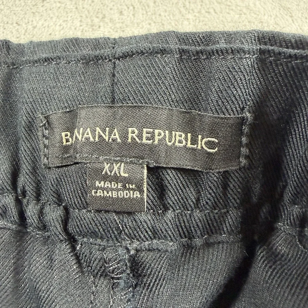 Banana Republic Womens XXL Tapered Crop Pants Black Lyocell Linen Blend